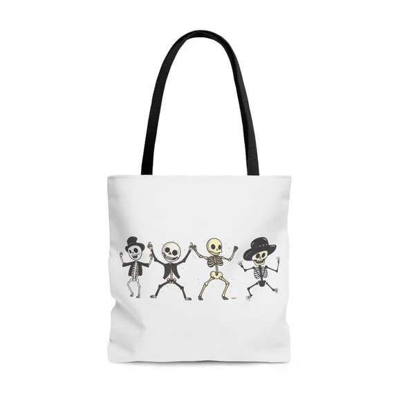 Dancing Skeleton | Halloween Trick or Treat Bag | Halloween Fall Tote Bag - Picture 4 of 10